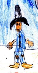 señor con mucho sombrero  (detalle del dibujo de un niño)