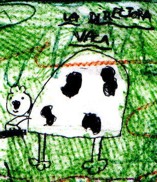 vaca sobre fondo verde (dibujo de niño)